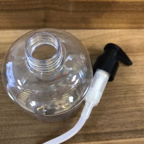 Chai nhựa pet trong vai bầu 500ml vòi bơm kem sữa tắm