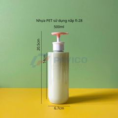 Chai nhựa PET xanh khói cổ 28 500ml đầu bơm mỏ vịt
