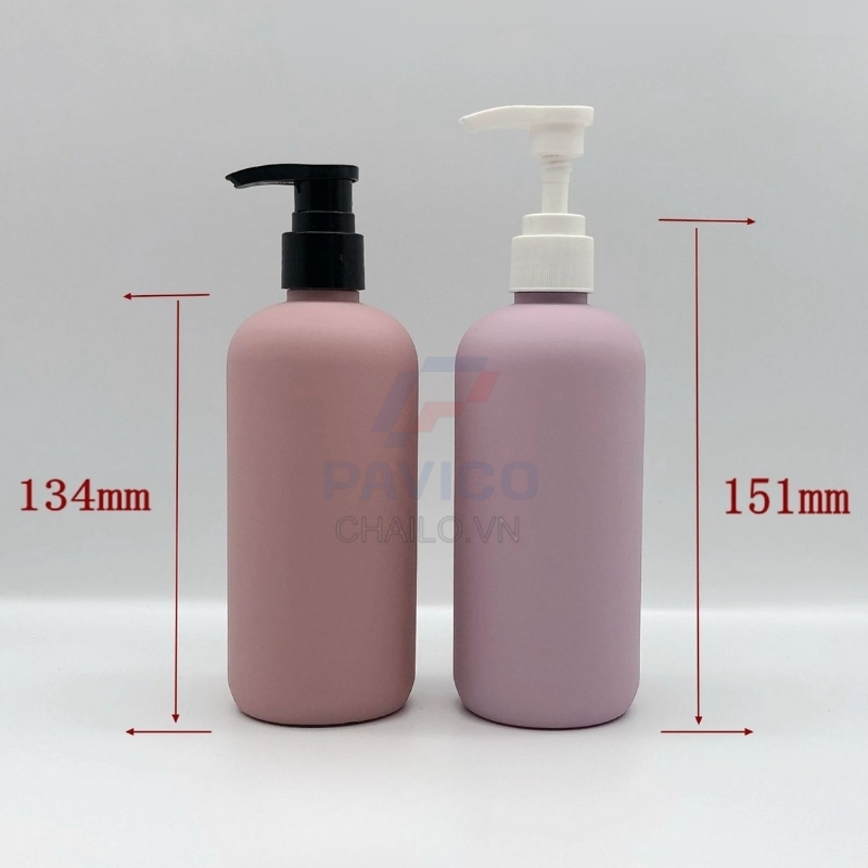 Chai nhựa vòi nhấn đựng sữa tắm màu hồng pastel 250ml 300ml