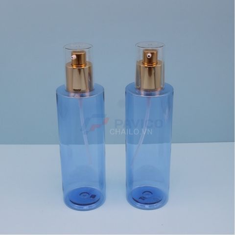 Chai nhựa xanh dương 120ml 250ml vòi bơm kim loại mỹ phẩm