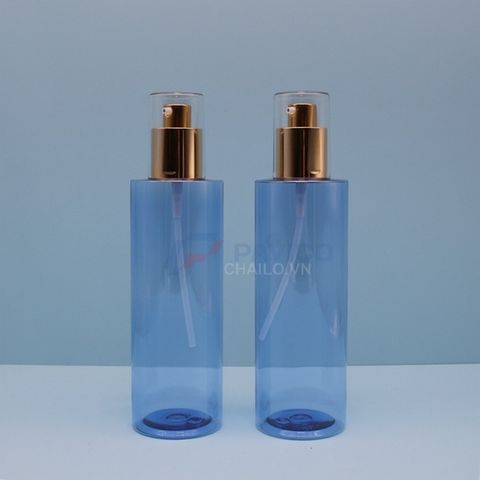 Chai nhựa xanh dương 120ml 250ml vòi bơm kim loại mỹ phẩm