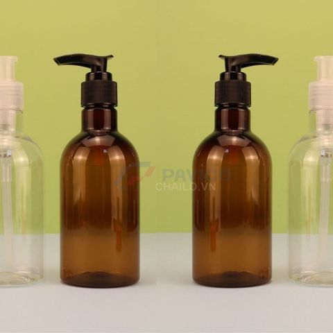 Chai pet cao cổ trong 250ml 500ml vòi nhấn đựng sữa tắm
