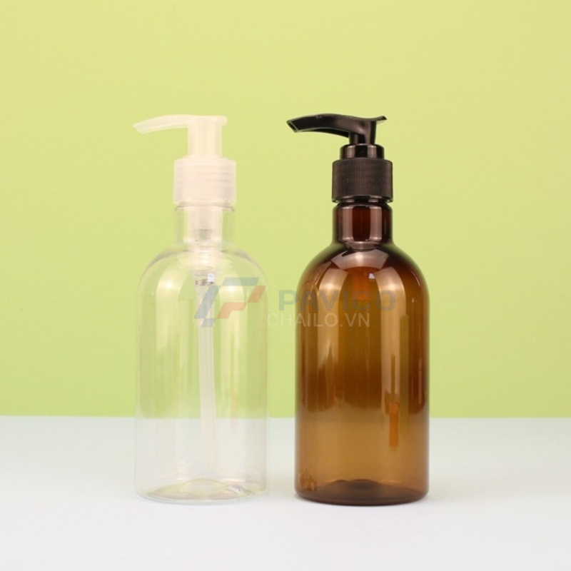 Chai pet cao cổ trong 250ml 500ml vòi nhấn đựng sữa tắm