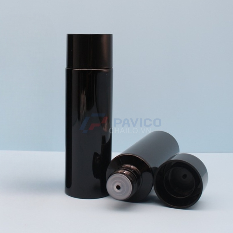Chai pet đen nắp vặn 100ml 200ml đựng mỹ phẩm màu đen