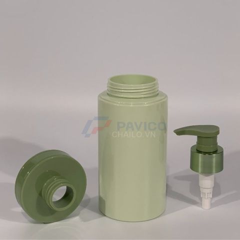 Chai pet đựng mỹ phẩm 300ml 500ml xanh rêu nắp nhấn