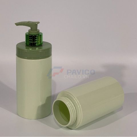 Chai pet đựng mỹ phẩm 300ml 500ml xanh rêu nắp nhấn