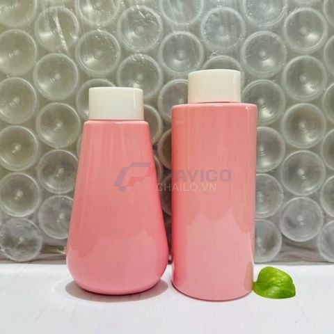 Chai pet hồng nắp bật vòi nhấn nắp vặn 250ml 500ml dáng trụ