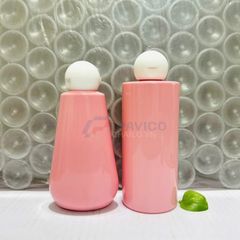Chai pet hồng nắp bật vòi nhấn nắp vặn 250ml 500ml dáng trụ