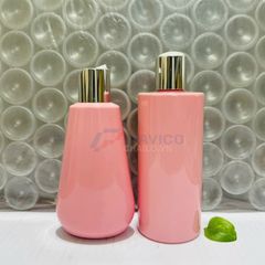 Chai pet hồng nắp bật vòi nhấn nắp vặn 250ml 500ml dáng trụ
