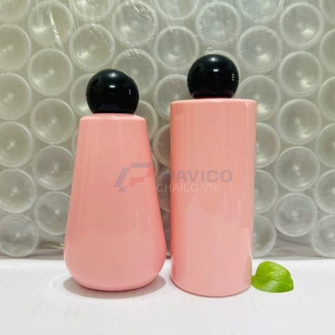 Chai pet hồng nắp bật vòi nhấn nắp vặn 250ml 500ml dáng trụ