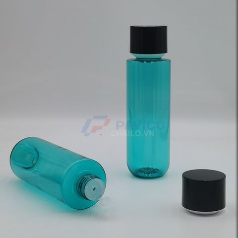 Chai pet trụ tròn 100ml 200ml xanh dương hồng da nắp đen