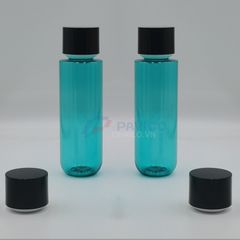 Chai pet trụ tròn 100ml 200ml xanh dương hồng da nắp đen