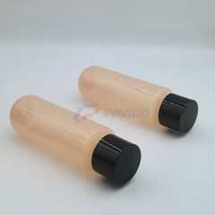 Chai pet trụ tròn 100ml 200ml xanh dương hồng da nắp đen