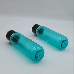 Chai pet trụ tròn 100ml 200ml xanh dương hồng da nắp đen