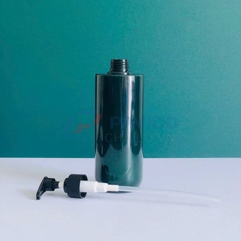 Chai PET trụ tròn xanh 500ml nắp fi28 đựng sữa tắm cao cấp