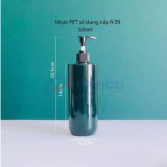 Chai PET trụ tròn xanh 500ml nắp fi28 đựng sữa tắm cao cấp