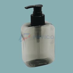 Chai PET vuông trong 250ml vòi nhấn đựng sữa rửa mặt màu xám khói
