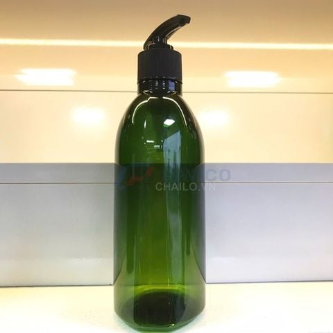 Chai pet xanh lá 500ml 750ml vòi nhấn đen đựng sữa tắm
