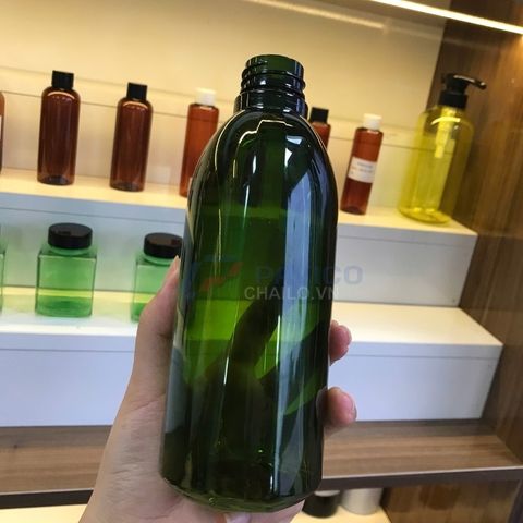 Chai pet xanh lá 500ml 750ml vòi nhấn đen đựng sữa tắm