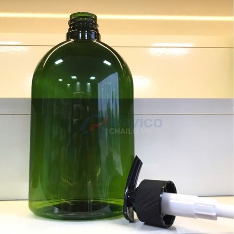 Chai pet xanh lá 500ml 750ml vòi nhấn đen đựng sữa tắm