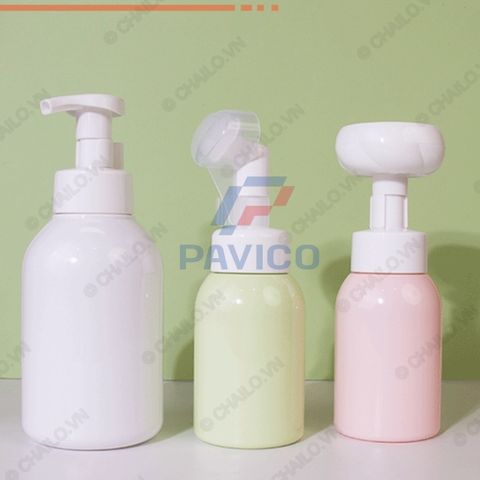 Chai sữa rửa mặt kem dưỡng da sữa tắm nắp tạo bọt 350ml 500ml