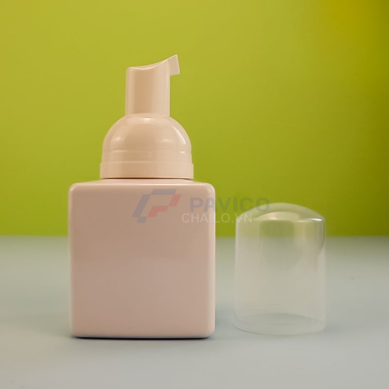 Chai tạo bọt 350ml vuông màu kem đầu bơm tạo bọt