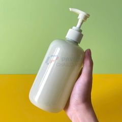 Chai tròn 300ml 500ml đựng sữa tắm thân trắng sữa nắp xanh vòi nhấn