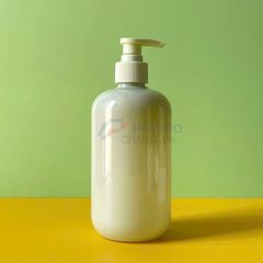 Chai tròn 300ml 500ml đựng sữa tắm thân trắng sữa nắp xanh vòi nhấn