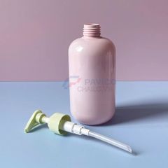 Chai tròn vai bầu 250ml 500ml đựng sữa dưỡng thể thân hồng nắp đen