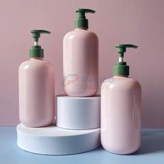 Chai tròn vai bầu 250ml 500ml đựng sữa dưỡng thể thân hồng nắp đen