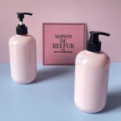 Chai tròn vai bầu 250ml 500ml đựng sữa dưỡng thể thân hồng nắp đen