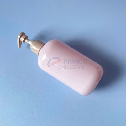 Chai tròn vai bầu 250ml 500ml đựng sữa dưỡng thể thân hồng nắp đen