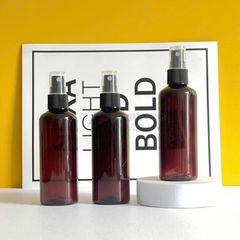 Chai trụ tròn 100ml 150ml xịt khoáng nâu nắp đen phun sương