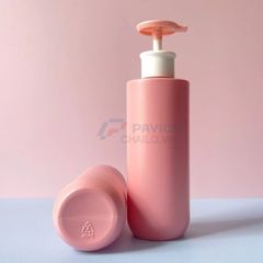 Chai trụ tròn 300ml 500ml sữa dưỡng thể hồng trắng vòi nhấn