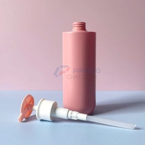 Chai trụ tròn 300ml 500ml sữa dưỡng thể hồng trắng vòi nhấn
