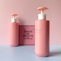 Chai trụ tròn 300ml 500ml sữa dưỡng thể hồng trắng vòi nhấn