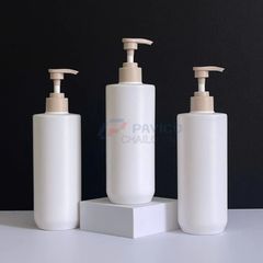 Chai trụ tròn 300ml 500ml sữa dưỡng thể trắng kèm nắp be vòi nhấn