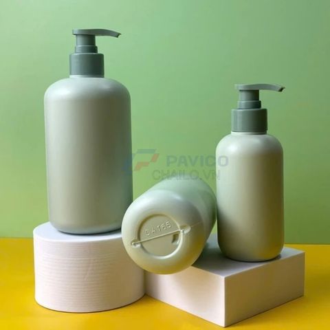 Chai vai bầu 200 300 500ml nước rửa tay sữa tắm nắp xanh bơm kem
