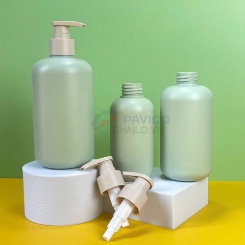 Chai vai bầu 200 300 500ml sữa tắm em bé xanh rêu vòi nhấn