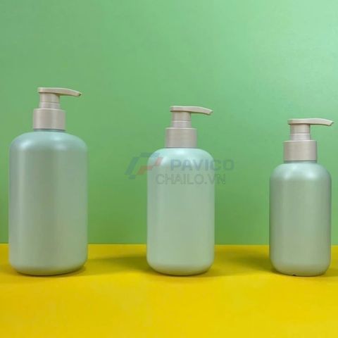 Chai vai bầu 200 300 500ml sữa tắm em bé xanh rêu vòi nhấn
