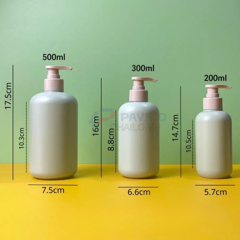 Chai vai bầu 200 300 500ml sữa tắm em bé xanh rêu vòi nhấn