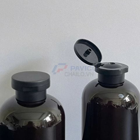 Chai vai bầu 200ml 350ml đựng dầu gội sữa tắm nam đen bóng nắp bật