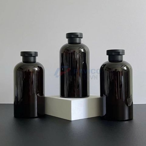 Chai vai bầu 200ml 350ml đựng dầu gội sữa tắm nam đen bóng nắp bật