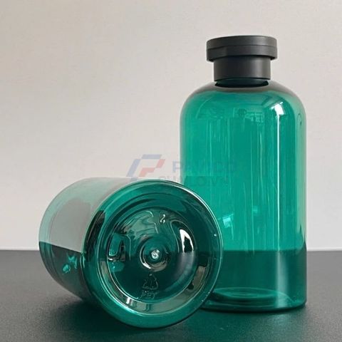 Chai vai bầu 200ml 350ml đựng dầu gội sữa tắm xanh ngọc trong nắp bật