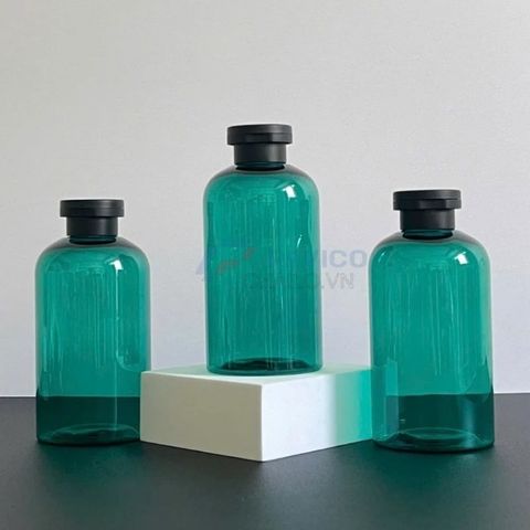 Chai vai bầu 200ml 350ml đựng dầu gội sữa tắm xanh ngọc trong nắp bật