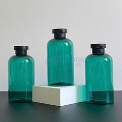 Chai vai bầu 200ml 350ml đựng dầu gội sữa tắm xanh ngọc trong nắp bật