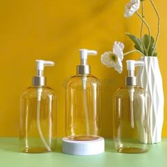 Chai vai bầu 250ml 500ml dầu gội khách sạn vàng cổ nhôm bạc vòi nhấn