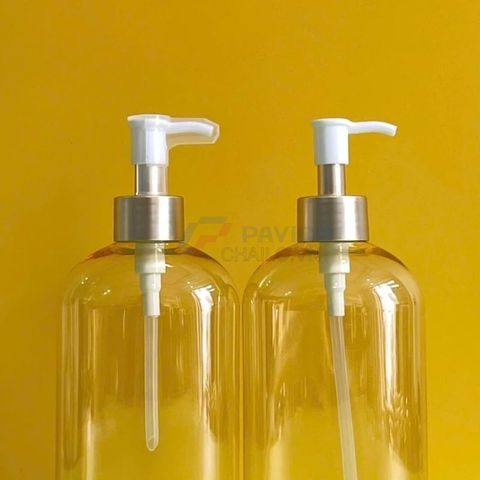 Chai vai bầu 250ml 500ml dầu gội khách sạn vàng cổ nhôm bạc vòi nhấn