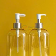 Chai vai bầu 250ml 500ml dầu gội khách sạn vàng cổ nhôm bạc vòi nhấn