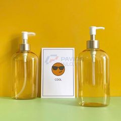 Chai vai bầu 250ml 500ml dầu gội khách sạn vàng cổ nhôm bạc vòi nhấn